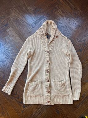 Ralph Lauren blue label Beige Shawl Collar Button-Up Cardigan size S